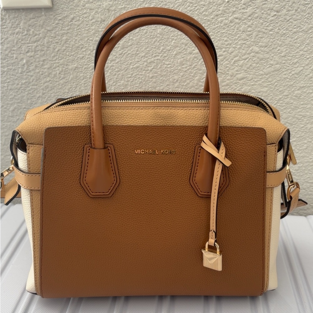Michael Kors Brown and Cream Satchel